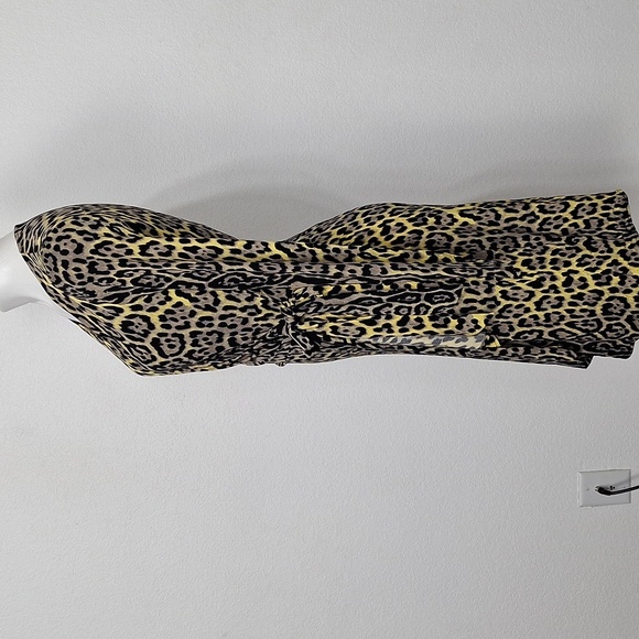 BCBGMaxAzria Brown Tan Adele Leopard Print Mobwife Authentic Wrap Dress Size S - Picture 7 of 12